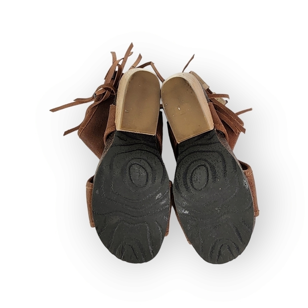 OTBT free spirit heeled open toe fringe bootie 9.5 - Picture 6 of 10